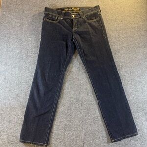 Old Navy Special Edition Dark Wash Jeans Gold Contrast Stitching 10 Short Curvy